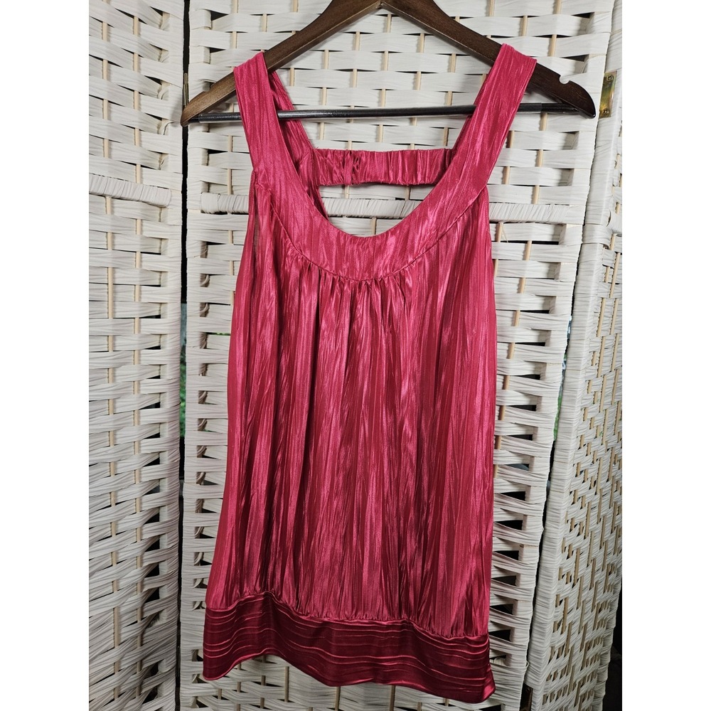A. Byer Womens Large Sleeveless Satin Crinkle Top Clubwear Date Night